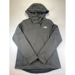 The North Face Hoodie Womens Medium Gray Sherpa Lined Toggle Cowl Neck Pullover